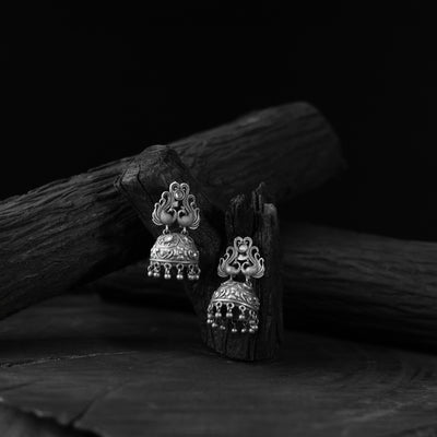 Saanjh Bela Twin Mayuri Oxidised Earrings
