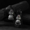 Saanjh Bela Red Twin Mayuri Oxidised Earrings