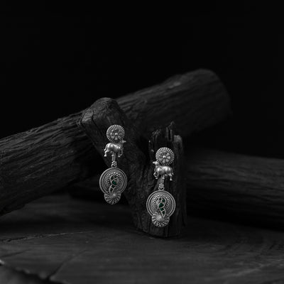 Saanjh Bela Bloom & Nandi Green Oxidised Earrings