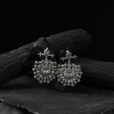 Elephant Green Saanjh Bela Oxidised Earrings