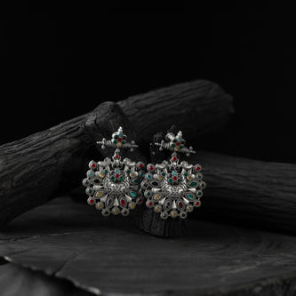 Elephant Saanjh Bela Multicolor Oxidised Earrings
