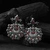 Elephant Saanjh Bela Red & Green Oxidised Earrings