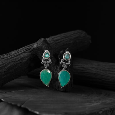 Nandi Saanjh Bela Mint Green Oxidised Earrings