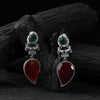 Nandi Saanjh Bela Green & Red Oxidised Earrings