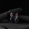 Nandi Saanjh Bela Red & Blue Oxidised Earrings