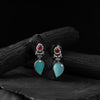 Nandi Saanjh Bela Red & Sky Blue Oxidised Earrings
