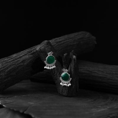 Saanjh Bela Green Sparrow Oxidised Earrings