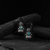 Saanjh Bela Bird Sky Blue Oxidised Earrings