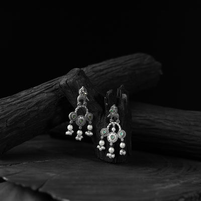 Sparrow Saanjh Bela Green Oxidised Earrings