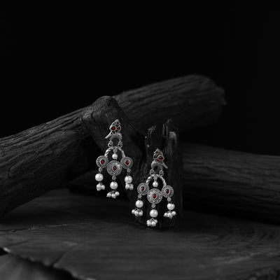 Sparrow Red Saanjh Bela Oxidised Earrings
