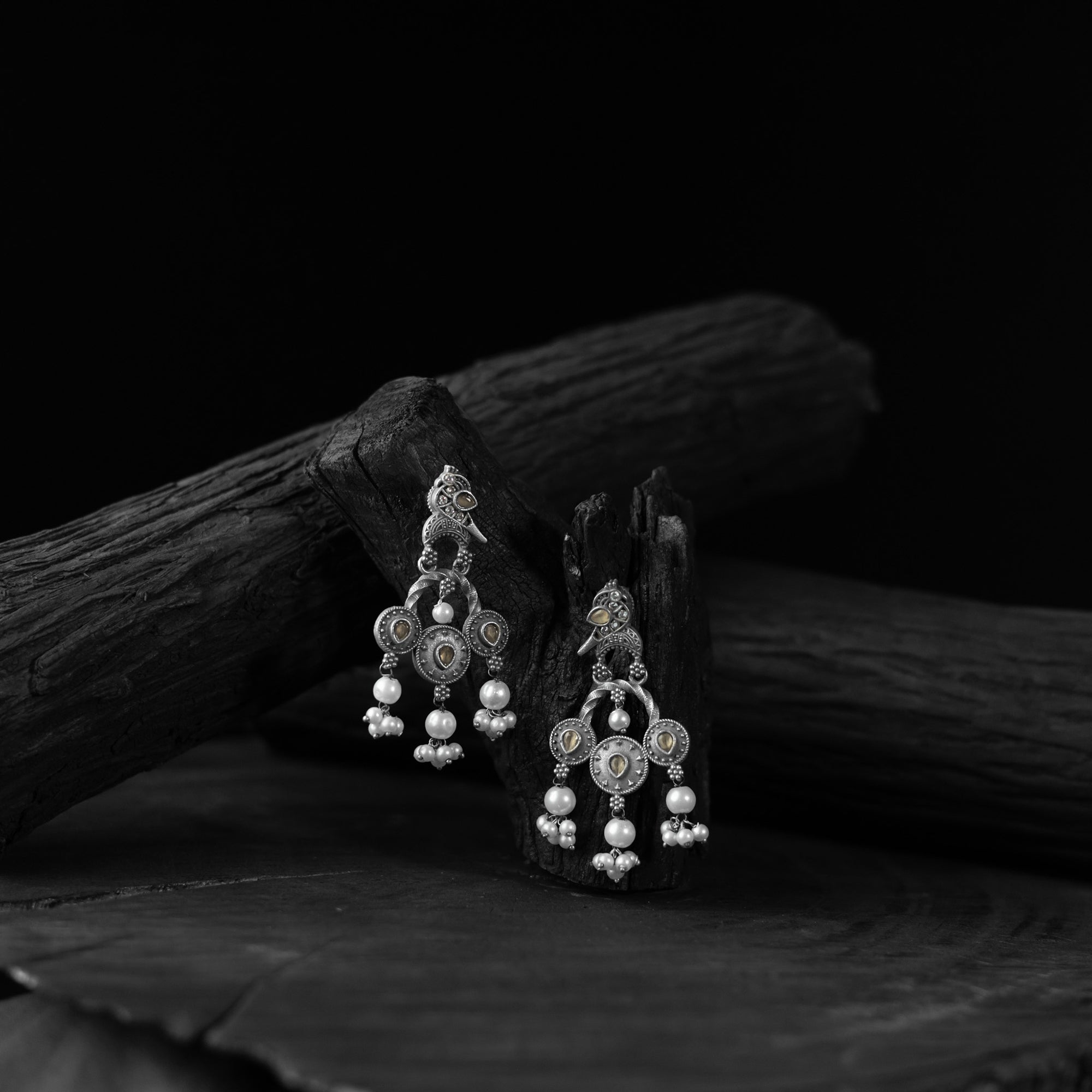Sparrow Saanjh Bela Yellow Oxidised Earrings