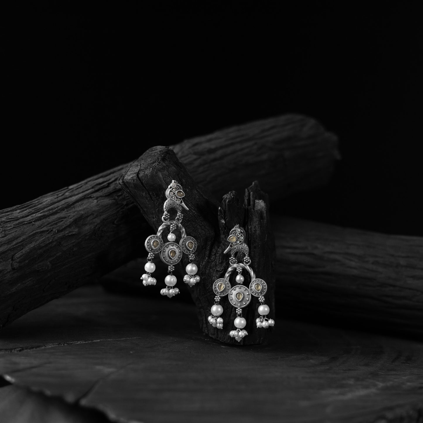 Sparrow Saanjh Bela Yellow Oxidised Earrings