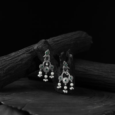 Sparrow Green Saanjh Bela Oxidised Earrings