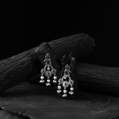 Sparrow Black Saanjh Bela Oxidised Earrings