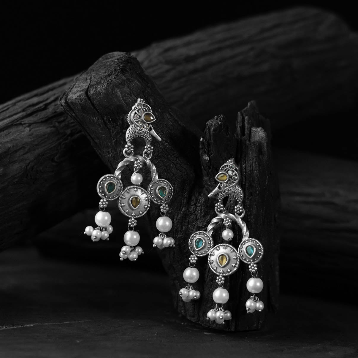 Sparrow Multicolor Saanjh Bela Oxidised Earrings