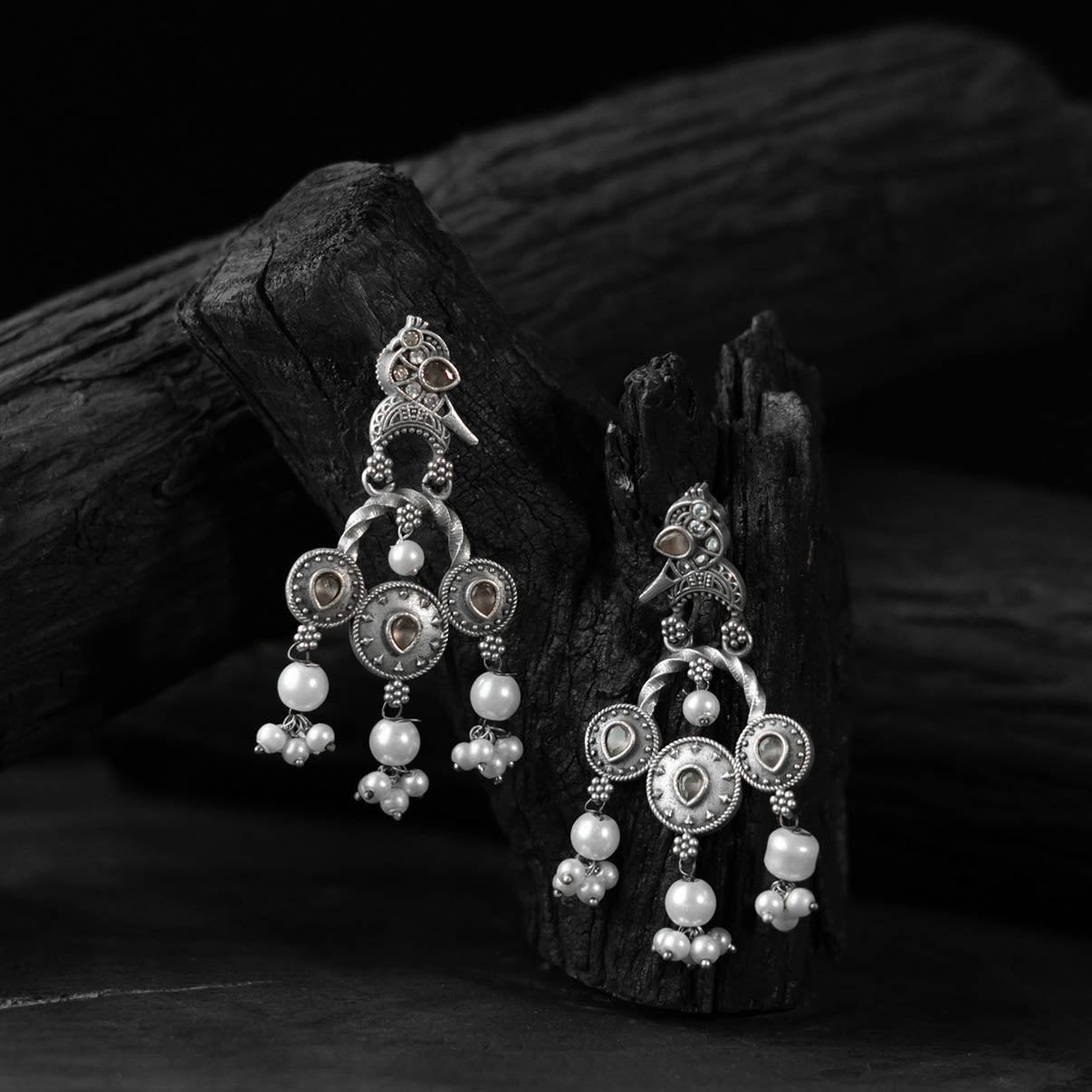 Sparrow Saanjh Bela Brown Oxidised Earrings