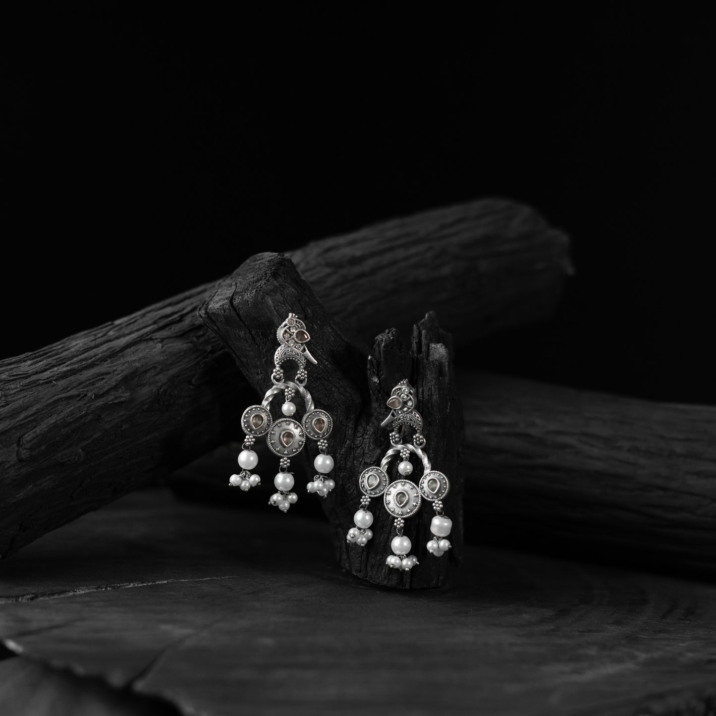 Sparrow Saanjh Bela Brown Oxidised Earrings