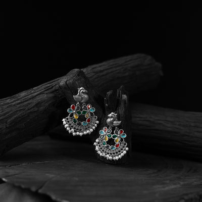 Bird Multicolor Saanjh Bela Oxidised Earrings