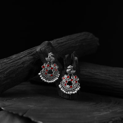 Bird Ruby Saanjh Bela Oxidised Earrings