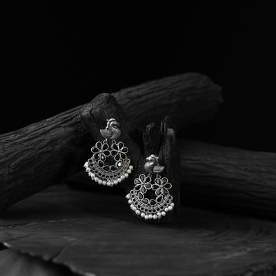 Bird Black Saanjh Bela Oxidised Earrings