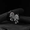 Saanjh Bela Red Twin Swan Oxidised Earrings
