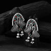 Saanjh Bela Red & Green Twin Swan Oxidised Earrings