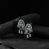 Saanjh Bela Twin Swan Green Oxidised Earrings