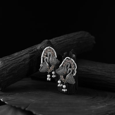 Twin Swan Saanjh Bela Oxidised Earrings