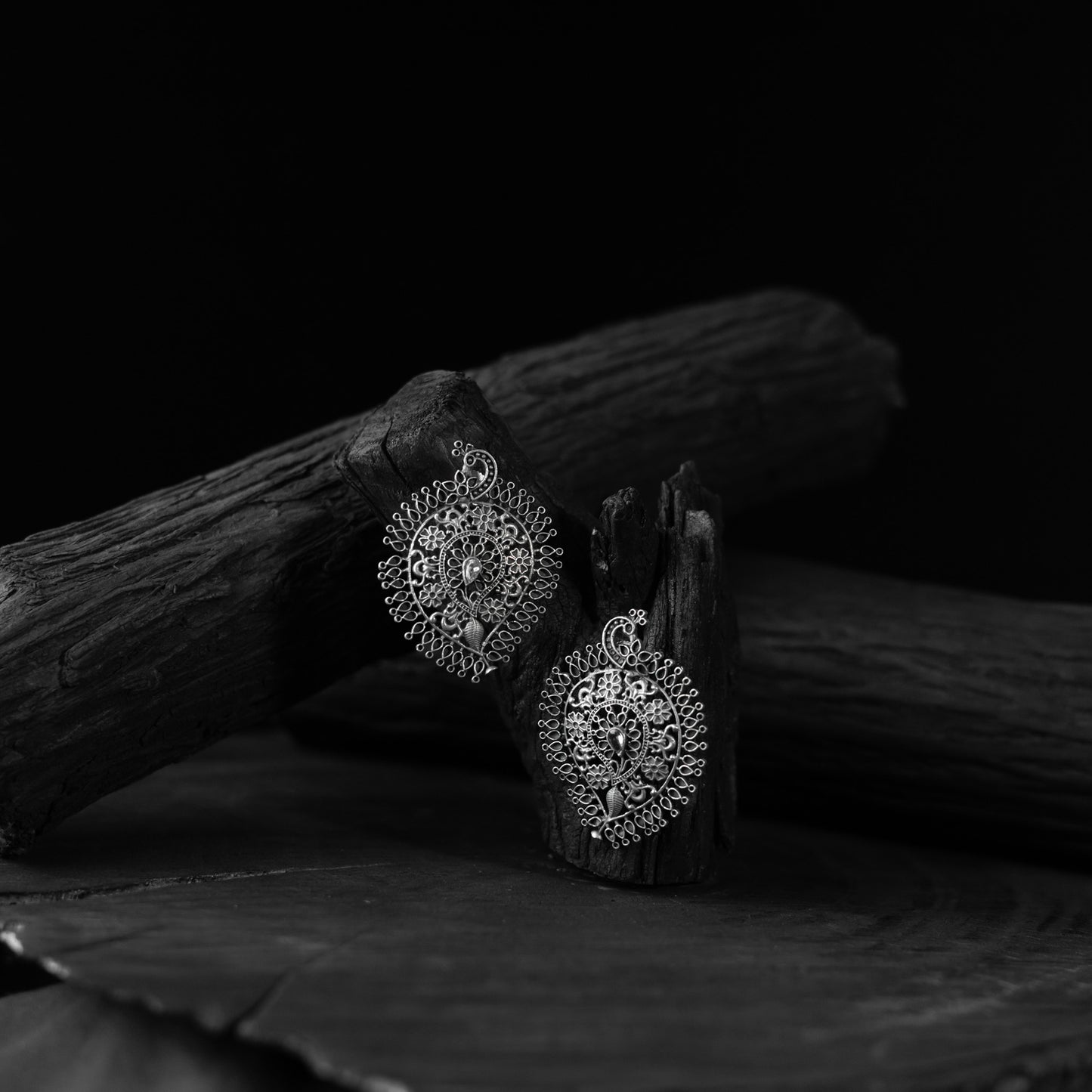Peacock & Paisley Saanjh Bela Oxidised Earrings