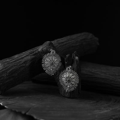 Black Peacock & Paisley Saanjh Bela Oxidised Earrings