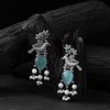 Saanjh Bela Sky Blue Cuckoo Oxidised Earrings
