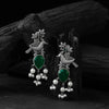 Saanjh Bela Green Cuckoo Oxidised Earrings