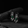 Saanjh Bela Green Cuckoo Oxidised Earrings