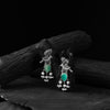 Saanjh Bela Mint Green Cuckoo Oxidised Earrings
