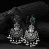 Saanjh Bela Green Owl Oxidised Earrings