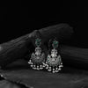 Saanjh Bela Green Owl Oxidised Earrings