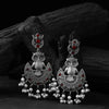 Saanjh Bela Red Owl Oxidised Earrings