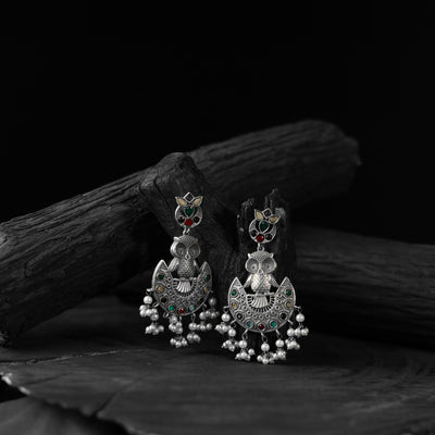 Saanjh Bela Multicolor Owl Oxidised Earrings