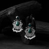 Saanjh Bela Green Lotus Oxidised Earrings