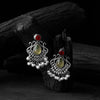 Saanjh Bela Red & Yellow Lotus Oxidised Earrings