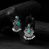 Saanjh Bela Pista Green Lotus Oxidised Earrings