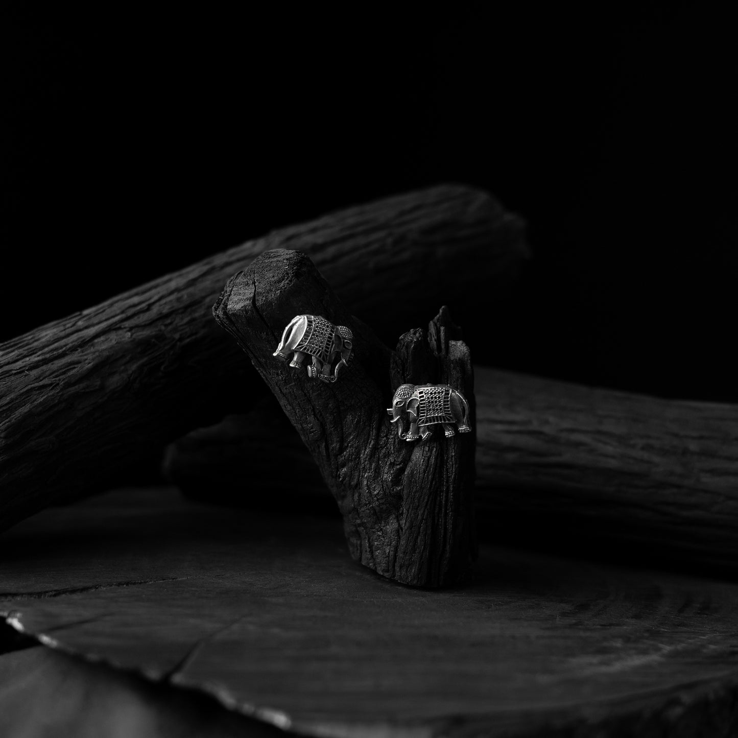 Saanjh Bela Elephant Motif Oxidised Earrings