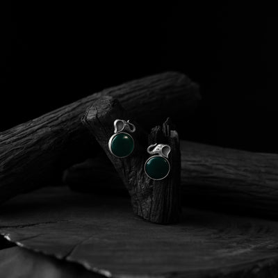 Saanjh Bela Green Elephant Motif Oxidised Earrings