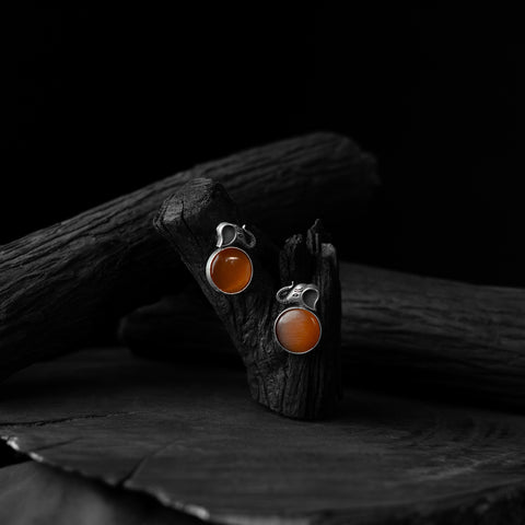 Saanjh Bela Orange Elephant Motif Oxidised Earrings