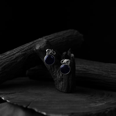 Saanjh Bela Blue Elephant Motif Oxidised Earrings