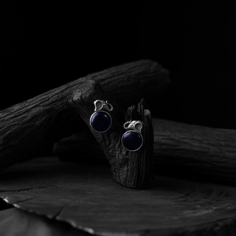 Saanjh Bela Blue Elephant Motif Oxidised Earrings
