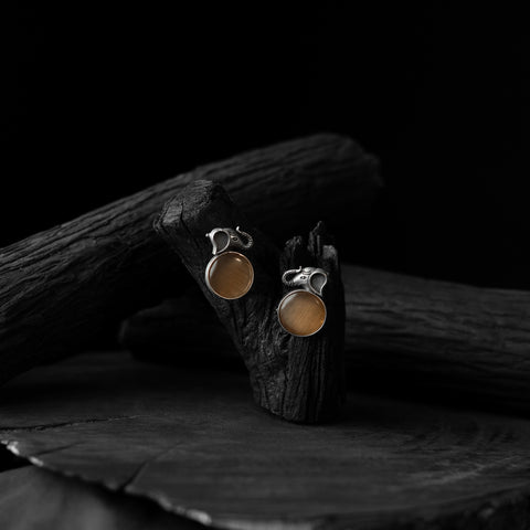 Saanjh Bela Light Brown Elephant Motif Oxidised Earrings