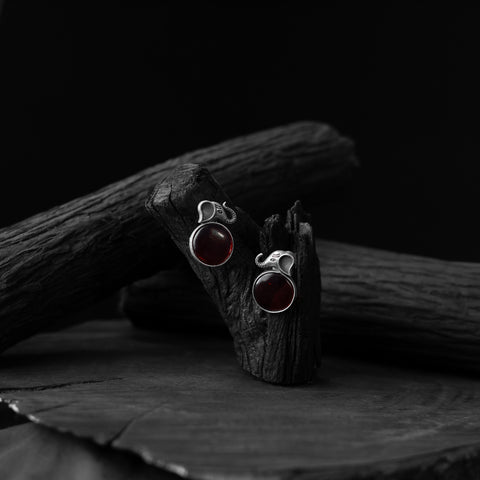 Saanjh Bela Maroon Elephant Motif Oxidised Earrings