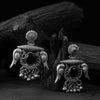 Saanjh Bela Black Parrot & Bloom Oxidised Earrings