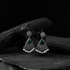 Saanjh Bela Green Flower Oxidised Earrings